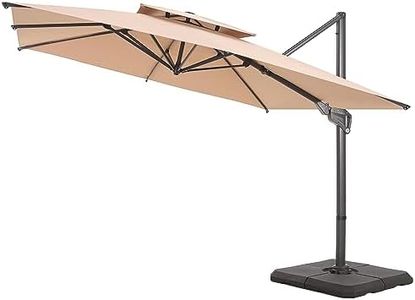 PHI VILLA 10FT Large Cantilever Patio Umbrellas with Base, Outdoor Square Double Top Market Umbrella with 360-degree Rotation, Aluminum Hanging Offset Umbrella for Garden Poolside Yard, Beige