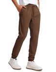 CRZ YOGA Men's Lightweight Jogger Pants Elastic Stretchy Sports Pants with Side Pockets - 30 Inches Dark Brown L