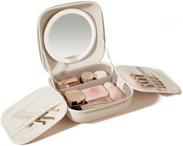 AMIRO M3 Cube Makeup Bag with Lighted Mirror, Stepless Brightness & 3 Color Modes, MagSafe Magnetic Mirror, Portable Travel Organizer with 1100lux Lighting, 4.5L Storage, Waterproof, 10 inches, White