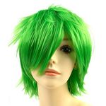 Yamel Anime Wig Green for Cosplay Party, Synthetic Layered Short Hair Wigs with Bangs, Pastel Wigs for Women Men Kids