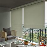 HIPPO Roller Blind Curtain for Outdoor Shade HDPE Corded 95% Sun & UV Protection, Air Flow Design, Light Filtering Balcony Roll-up Blinds (Moon-Stone, 4FTX7FT)