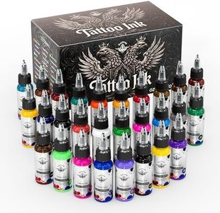 Tattoo Ink Set 28 Colors, 1oz (30ml) Each, Ultra-High Saturation & Easy Coloring Tattoo Pigments – Smooth Flow for Beginners Practice & Studio Artistry