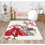 Evolur Home Pink Dress Vanity Nursery Rug 70" x52” in Multicolor