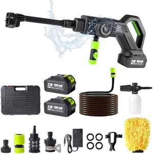 NYEONHRT 8Ah Cordless Pressure Washer Portable 1200PSI, 500W Powerful Brushless Motor, 2xLarge Capacity Battery, 3 Pressure Levels, 6-in-1 Nozzle, Foam Cannon, for Car Yard Camping Cleaning