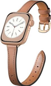 Correa Delgada de Cuero para Mujeres Compatible con Apple Watch Correas 38mm 40mm 41mm 42mm 44mm 45mm 46mm, Mujeres Correa Delgada de Cuero Genuino de para iWatch, SE, Series 10 9 8 7 6 5 4 3 2 1