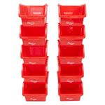 The Workplace Depot Plastic Nesting Small Parts Bins - Pack of 10 - 127(H) x 150(W) x 235(D) mm (Red)