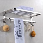 Plantex 304 Grade Stainless Steel Towel Hanger for Bathroom/Dual Folding Towel Rack/Towel Stand/Bathroom Accessories (24-Inch) Chrome