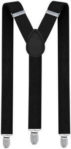 trilece Black Suspenders for Boys Kids Girls and Toddlers Baby - Adjustable Elastic 1 inch Wide Y Shape Suspender Strong Clips (5 Months to 6 Years, Black)