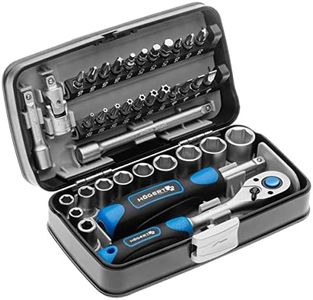 Högert Tool Set Tool Box - Tool Set Tool Tools Socket Spanner Set Screwdriver Ratchet - Black/Blue, 1/4 Inch, HT1R462, 38 Pieces