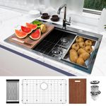 Davivy 33 Inch Kitchen Sink, 33x22 Inch Single Bowl Drop in Sink with Single Track, 16 Gauge Stainless Steel Workstation Sink with Multiple Accessories