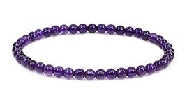 SIMPLÍ BASIC Natural Purple Amethyst Healing Gemstone Bracelet 4mm Bead | Women & Mens Bracelets | Spiritual Protection | Inner Strength | Stress Relief | Everyday Jewellery | Inc Gift Box