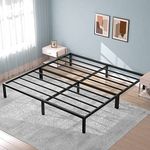 Mr IRONSTONE King Bed Frame, 14 Inch Metal Platform 1600lb Load-Bearing Heavy Duty Steel Slat Support with Large Storage Space, Anti-Noise Foam Stickers, No Box Spring Needed, Non-Slip, Easy Assembly