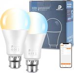 DUSKTEC Alexa Light Bulbs 2 Pack, 12W (130W Equivalent) Bayonet Light Bulbs CCT Dimmable, Bluetooth App Control 1300LM B22 Base LED Bulbs, A60 Energy Saving Smart Light Bulbs for Chandelier Bedroom