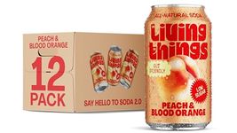 Living Things Prebiotic Soda - Gut Health & Low Calorie Drink - 12 x 330ml Cans - High in Fibre - Peach & Blood Orange