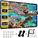 Projector Screen,150“ 4K 16:9 HD Rear Front Projector Screen Anti-Crease Foldable Projection Screen Double-Sided Portable Outdoor Indoor Projector Screen for Movie Home Theater Yard Travel (150)