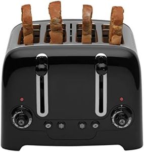 Dualit 4 Slice Lite Toaster | 2kW Toasts 120 Slices an Hour | Polished with High Gloss Black Trim | Bagel & Defrost Settings | 36 mm Wide Slots | 46205