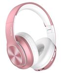 TuneFlux Wireless Bluetooth Headphones Over Ear, 80H Playtime, 3EQ Sound Modes, HiFi Stereo Headphones with Deep Bass Microphone, Foldable Bluetooth 5.3 Headphones-Rose Gold