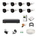 Clocite CP Plus 8CH DVR + 2.4MP (Guard+) 8 Bullet Cameras with 24/7 Colorful Imaging (Day/Night Color Vision) + 2TB HDD + Copper Cable Roll (1+3) 8CH SMPS + BNC & DC Full Combo Kit