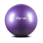 Glymnis Exercise Ball 55cm 65cm 75 cm Anti Burst Slip Resistant Yoga Ball Workout Ball Swiss Ball Birthing Ball with Quick Pump for Yoga Fitness and Core Exercise (Purple, 65cm)