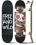 Jaspo Street King Skateboard for Adults & Kids - 7-Layer Canadian Maple Wood Deck, 31" x 8" Inches, Professional Skateboard for Beginners, Pros, Boys & Girls, 120 kg Capacity