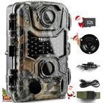 4K 32MP Wildlife Camera, Trail Camera with 0.2s Trigger Time 120°Motion Sensor, Night Vision Motion Activated IP66 Hunting Camera with 940nm No Glow IR LEDs 32GB SD Card for Wildlife Monitoring