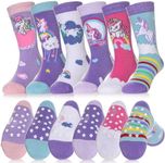 Dosoni Toddler Non Slip Grip Socks Baby Girls Boys Kids Anti Slip Crew Thick Warm Cotton Gift Socks 6 Pairs Unicorn,4-6 Year Old