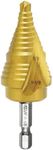 NORTOOLS Titanium Coated M2 HSS Step Drill Bit Set (1/4"-1-1/8") - Quick-Cut 135° Self-Centering Bits for Hole Drilling in Sheet Metal, Steel Pipes, Aluminum, Copper,Hex Shank for Power Tools