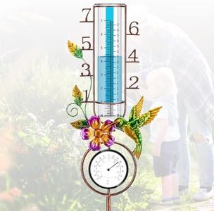 SHINGONE Rain Gauge Large Number, 32" Copper Rain Gauges Outdoor, 7" Capacity Rain Gauge with Metal Stake for Garden Yard Lawn Decoration