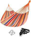 SONGMICS Hammock, 210 x 150 cm, Double Hammock with Fastening Straps and Carabiners, 300 kg Load Capacity, for Terrace, Balcony, Garden, Outdoor, Camping, with Carry Bag, Rainbow GDC15C