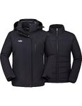 Wantdo Women's 3-in-1 Waterproof Ski Jacket Windproof Puff Liner Winter Coat Black Medium