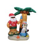 7 Foot Christmas Inflatable Santa Claus and Penguin with Palm Tree Yard Decoration