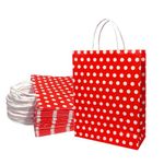 Aakriti Paper Gift Bags with Handles Polka Dot Paper Party Favor Bags for Kid’s Birthday Baby Shower Wedding Festivals Holiday Party (10 x8x3 Inch (Pack of 25), Gift Bags Polka Dot Red)