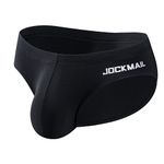 JOCKMAIL Men's Cotton Briefs Underwear Men's Thong Triangle Pants Big Pouch Bikini Underpants (L, 396Black)