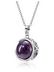 Jovivi Natural Amethyst Crystal Healing Stone 18mm Rotatable Purple Gemstone Ball Pendant Necklace Women Reiki Spiritual Jewellery Gifts for Her Christmas Birthday