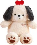 Ditucu Loving Dog Stuffed Animals with Red Heart Soft Cute Puppy Plush Toys for Sweet Valentine's Day Gifts for Kids Girlfriend Off White 9.8 inch