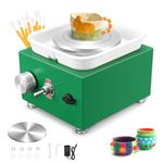 Mini Electric Pottery Wheel, Couleeur 2000RPM & 10/6.5cm Plates Turntable Pottery Machine, Adjustable Speed Pottery Wheel with Shaping Tools for Pottery DIY Shops, Pottery Teaching(Green)