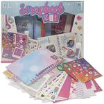 Kids Scrapbook Kit Art Activity Set | Non-Toxic and Environmental Friendly Kids Scrapbook Accessories | Making & Craft Diy Mess-Free Photo Album Scrapbook Stickers Scissor Adhesive Lace Tape Etc...