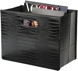 HofferRuffer Magazine Basket Holder, Foldable Magazine Rack, Document File Holder Organizer, File Folder, Newspaper Storage Bin Organizer for Home or Office (Black Croco)