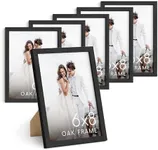 HAUS AND HUES 6x8 Black Oak Wooden Picture Frame - Set of 6 6x8 Poster Frame - Premium Oak, Vertical Hang, Shatterproof Plexiglass - Ideal for Home, Room, Office (6x8-inch, Black, Set of 6)