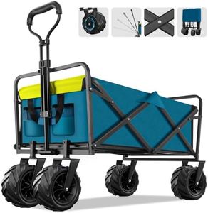 Collapsible Foldable Wagon, Heavy Duty Folding Wagon with 400lbs Weight Capacity, Beach Cart with Big Wheels for Sand, Portable Utility Outdoor Cart