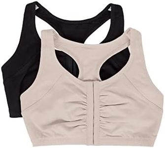 Fruit of the Loom Women's Front Close Builtup Sports Bra, Sand/Black Hue, 22