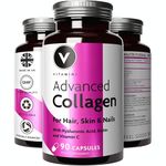 Premium Collagen Supplements for Women - High Strength Marine Collagen with Hyaluronic Acid, Biotin, Vitamin C & E - Supports Radiant Skin, Hair & Nails - UK Made - 90 Capsules