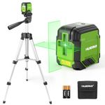 Huepar Laser Level Self Leveling with 360° Adjust Tripod, Indoor Brighter Green Cross Line for Leveling The Floor, Picture Hanging, Wall Painting, Cabinet, Light Installation etc.