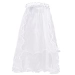 Lystaii Girls Bowknot Rhinestone Flower Veil Girls First Holy Communion Headband Hair Wreath Floral Crown Pearls Crystal Lace Headpiece Veil with Comb White for Wedding Party