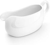Nucookery Large 17 Oz Gravy Boat With Ergonomic Handle | White Fine Porcelain Saucier With Big Dripless Lip Spout | For Gravy, Warming Sauces, Salad Dressings, Milk, & More | Microwave & Freezer Safe