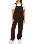 Carhartt Women's Crawford Double Front Bib Overalls, Dark Brown, Medium Short, Dark Brown, Medium Short