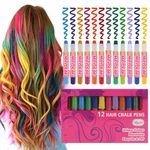 Maydear Hair Chalk Pens 12 Colors Temporary Hair Color for Hair Dye, Non-Toxic & Safe for kids, Great Birthday Gift for Girls