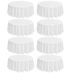 LYAFS 8 Pack Round Tablecloth 90 Inch - White Polyester Table Cloth for Round Table, Premium Washable Fabric Table Cover for Wedding Party Banquet Restaurant Reception