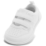 STQ Boys & Girls Trainers Toddler Wide Toe Box Barefoot Shoes School First Walking Baby Infant Lightweight for Football Kid Running Child with Non-Slip Soft Tennis Prewalker Sneakers All White Size 5