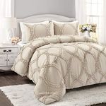 Lush Decor Avon 3 Piece Comforter Set, Neutral, Full/Queen